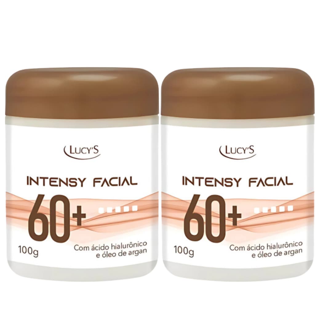 Kit 2 Creme Hidratante Facial 60+ Com Ácido Hialurônico Colágeno 100g Lucy's