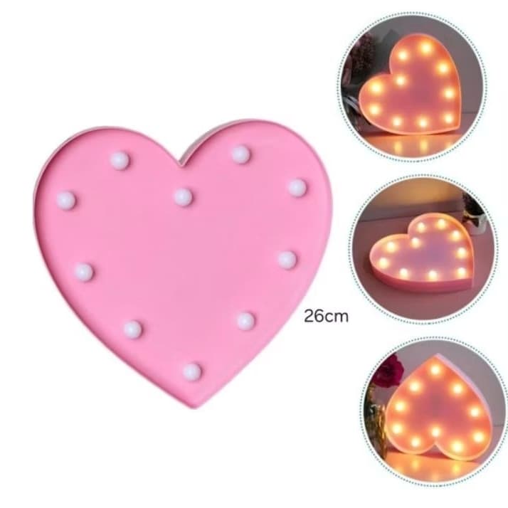 Luminária Coração Grande 26cm Abajur Coração Rosa 1 Unidade Coração LED Decoração Casa Enfeite Casamento Enfeites Led