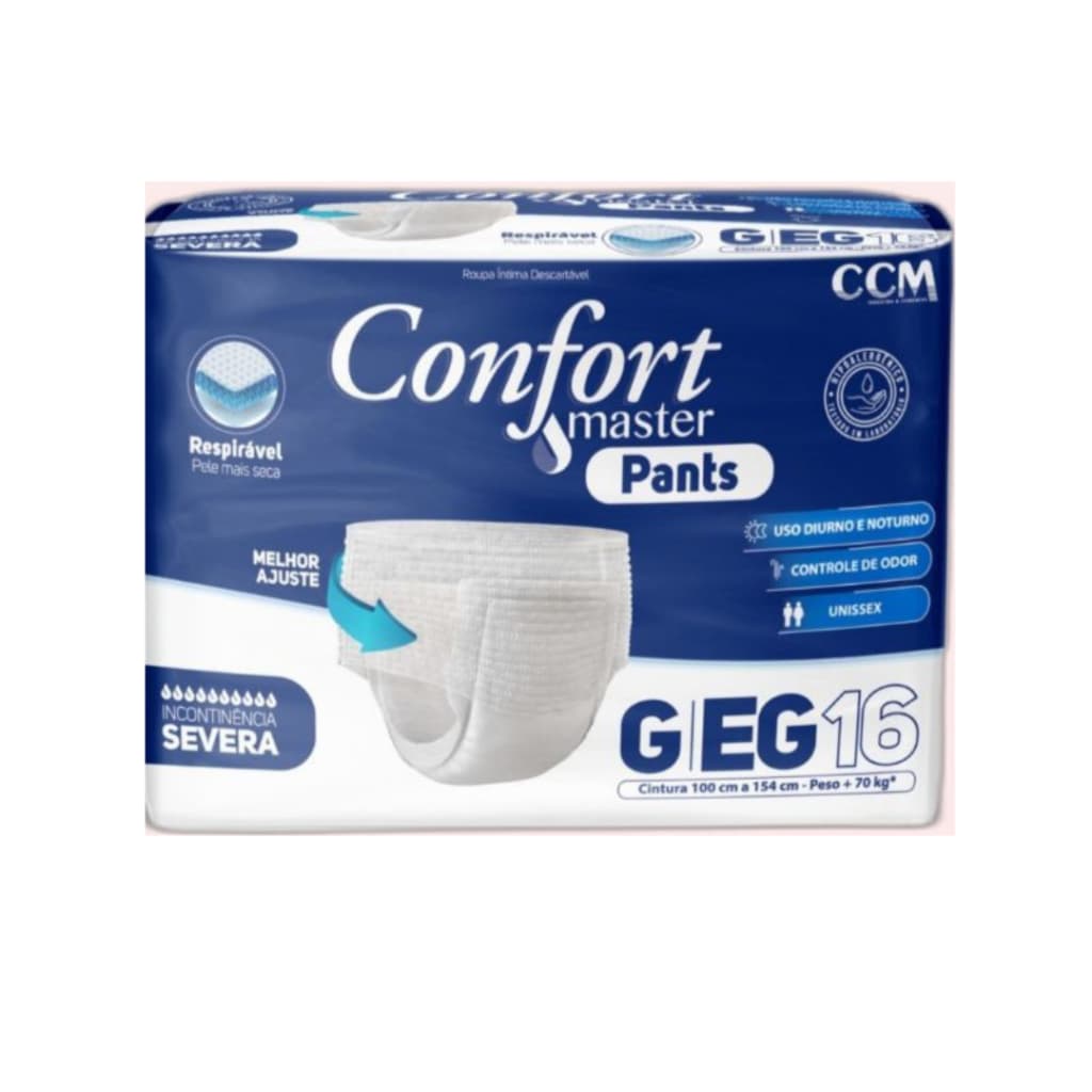 Fralda Descartavel Geriatrica Adulto Confort Master Pants Incontinência Severa G/EG 16 Unidades