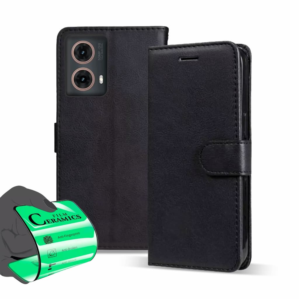 Capa Capinha Carteira Flip + Película Para Moto G34 G34 5G