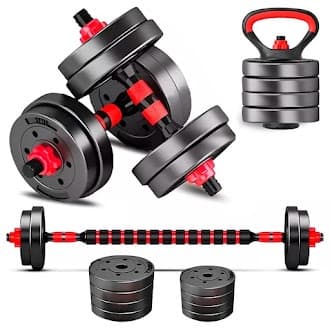 Kit Halteres Anilhas Barras Dumbbell Kettlebell 10kg Academia Musculação 6 em 1 Consport Ajustável Treino Funcional