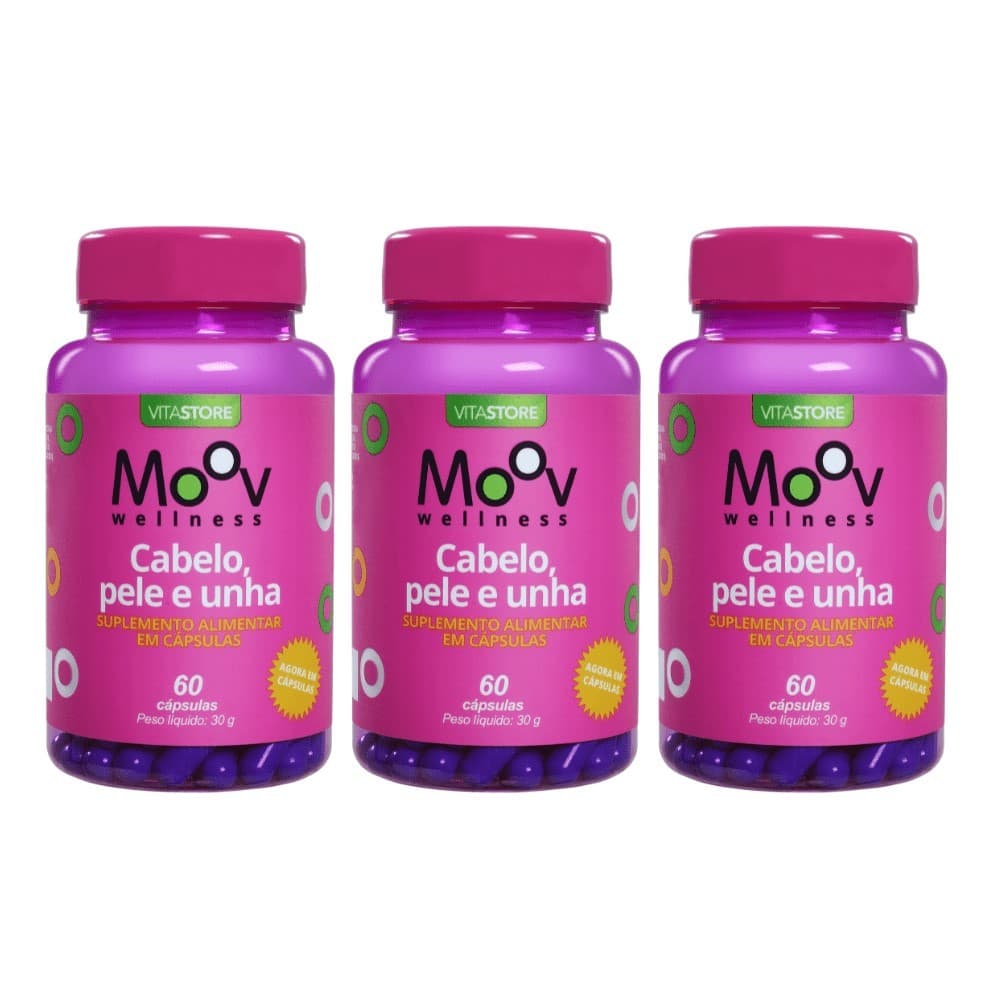 Cabelo Pele e Unha Vitamina Biotina Zinco Multivitamínico Feminino Unhas Fracas 60 Cápsulas Moov Wellness