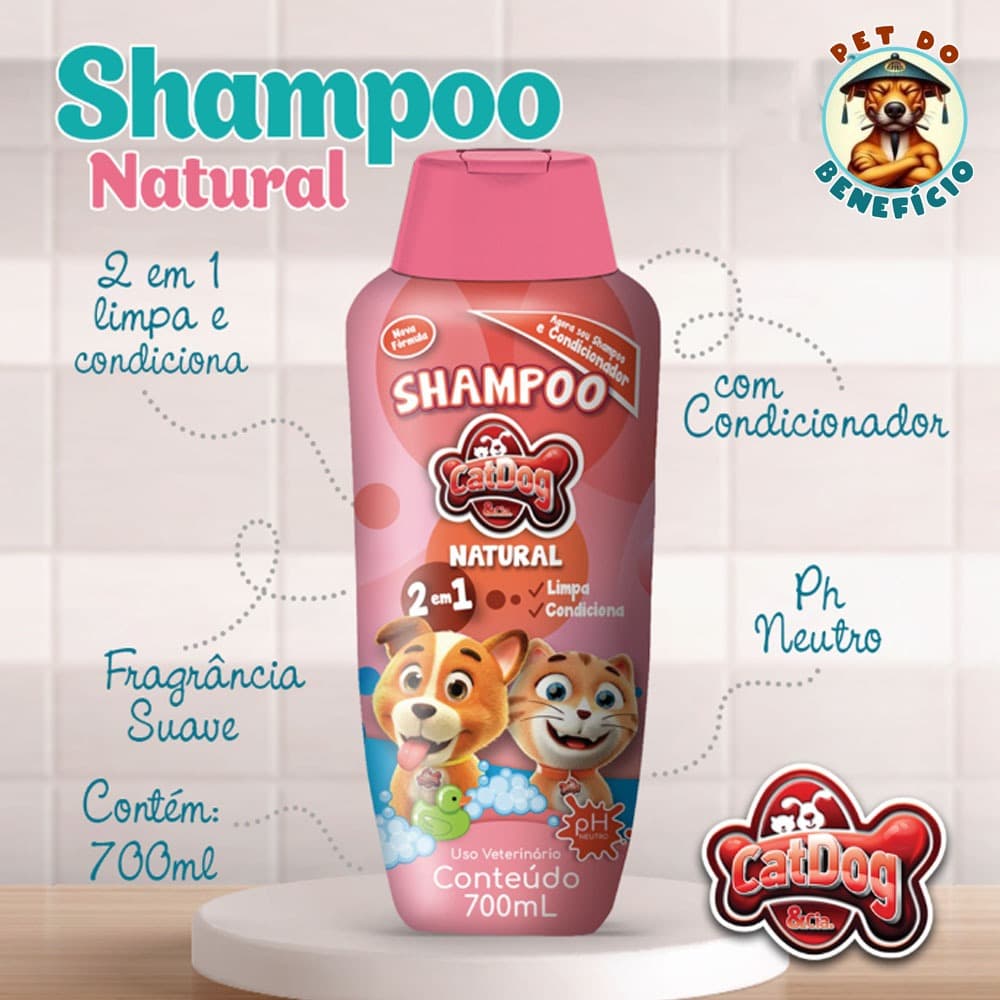 Shampoo para Cães e Gatos Natural 2x1 CatDog