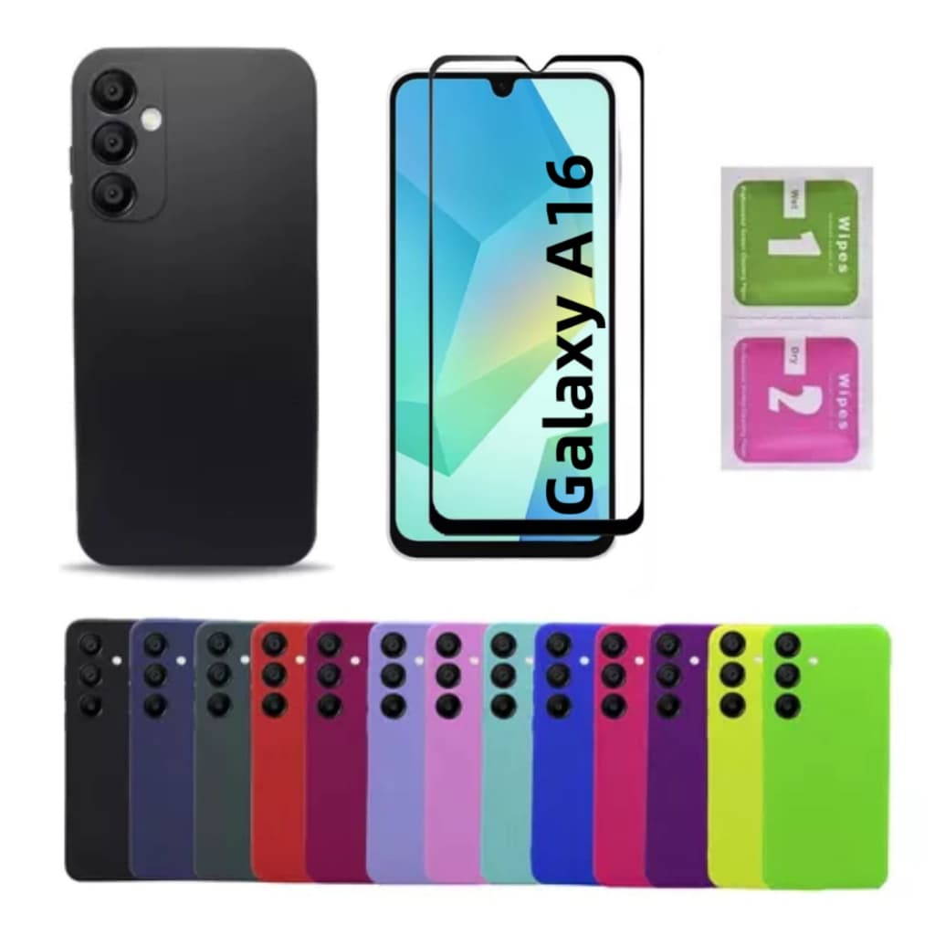 Pelicula Vidro 3D Samsung A16 + Capinha Aveludada Colorida Capa