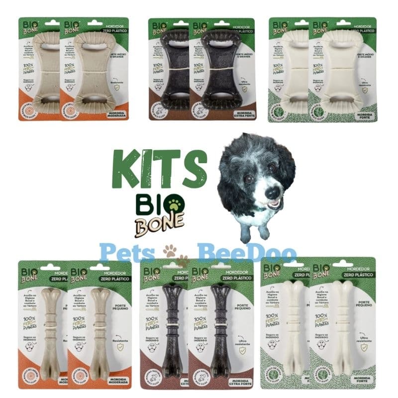 Kit 2 Brinquedo Mordedor BioBone Natural Feito de Plantas Cães Várias Opções