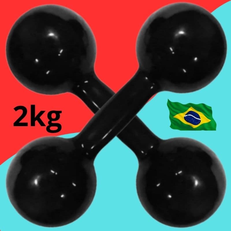 Halteres 2kg emborrachado o par 4kg academia fisioterapia barato