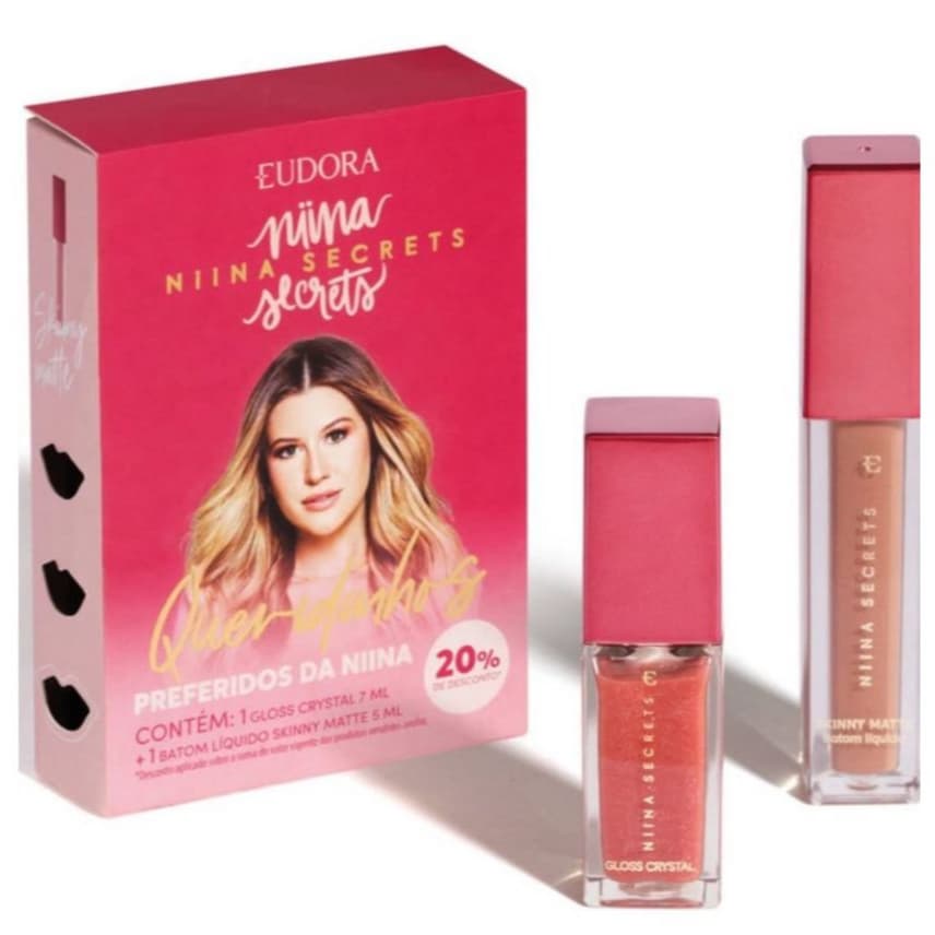 Eudora Kit Queridinhos da Niina: Batom Líquido Matte 5ml + Gloss Crystal 7ml