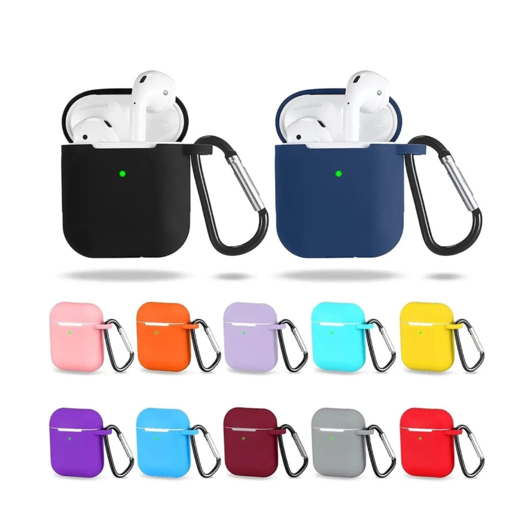 Capa AirPods 1 E 2 i11, i12, i7, i8, i9 TWS +MOSQUETÃO Capinha Silicone Para Apple Protetora de Fone De Ouvido Sem Fio