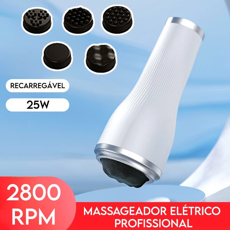 Massageador Elétrico 5 Cabeças 6 Intensidades Profissional Muscular Recarregável