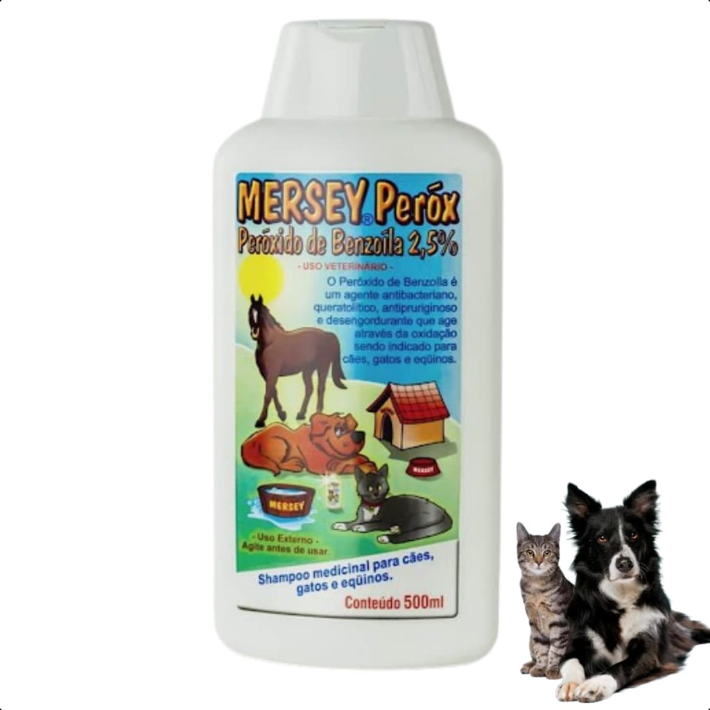 SHAMPOO PARA CÃES GATOS E EQUINOS PETS MERSEY PEROX 500ml DERMATITES EM GERAL