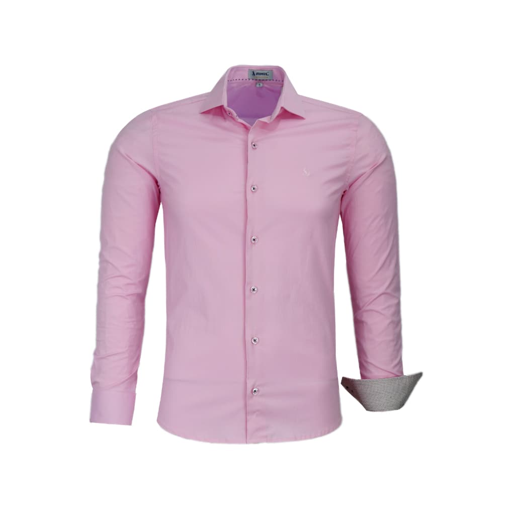 Camisa Social Amil Masculina Slim Elastano Passa Fácil Liso 9 Cores 1766