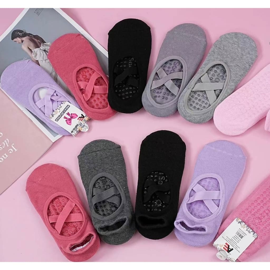 KIT 12 PARES Meia Sapatilha Yoga Antiderrapante Pilates Fitness YOGA