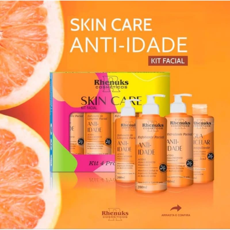 kit Skin Care Tratamento Facial Anti Idade (4 Produtos)