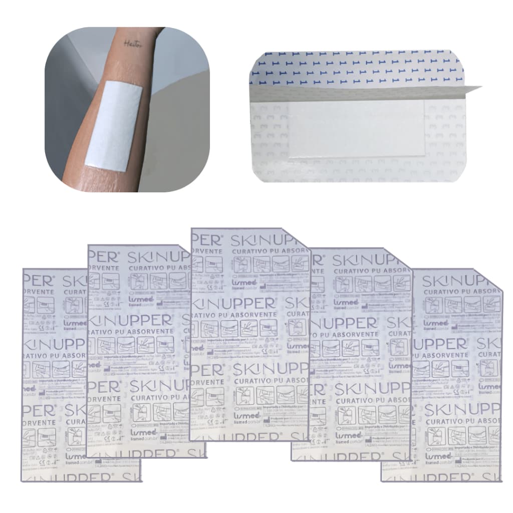 Kit 5 Curativo de Pu Absorvente Impermeável 8x15 Cm Skinupper