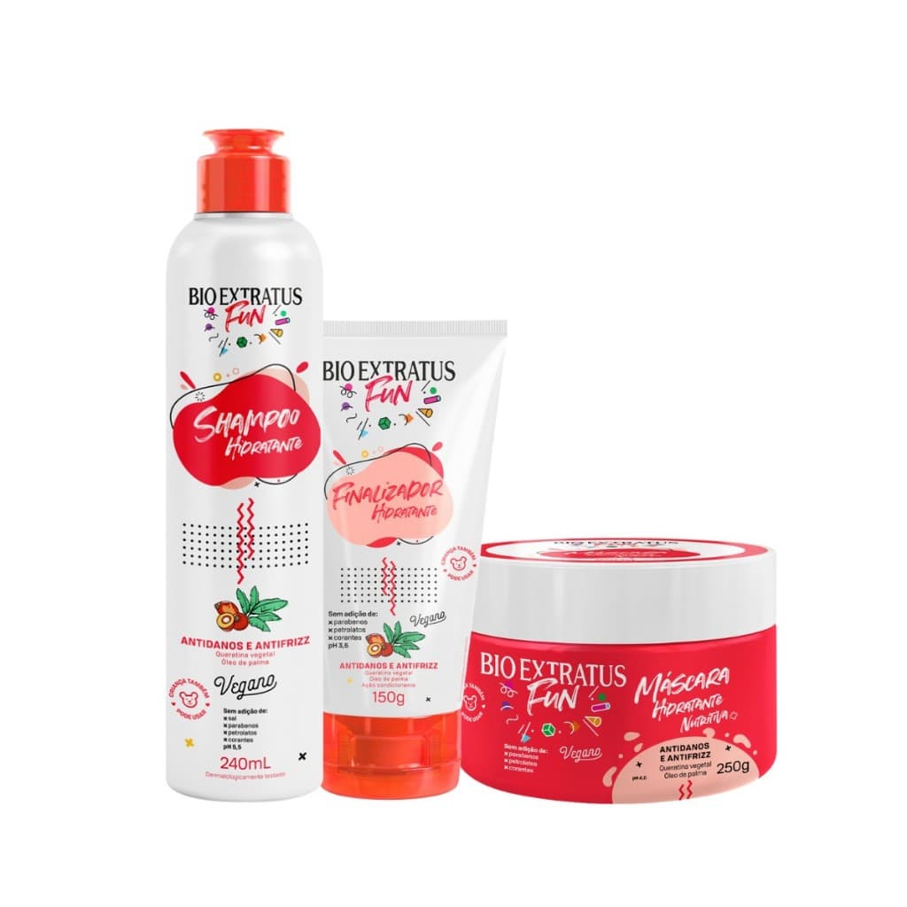 Kit Fun Hidratante Teens Completo Bio Extratus Shampoo, Condicionador e Máscara