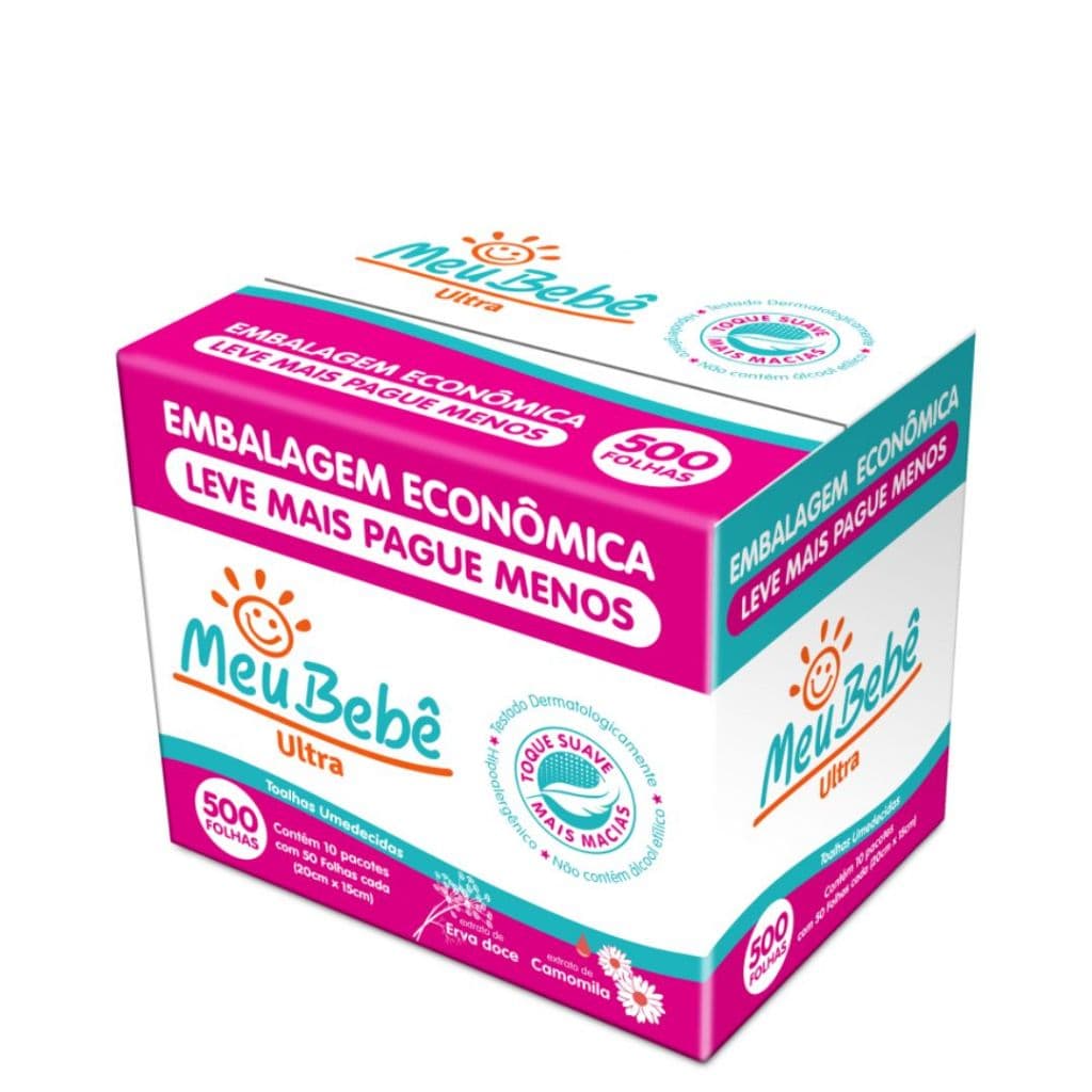 Kit Lenço/Toalha Umedecida Meu Bebê Ultra (leve mais pague menos) c/ 500 unidades