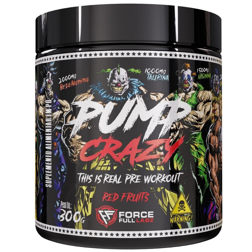 Pre Treino Forte Pump Crazy 300g Pre Workout Importado Cafeina, Beta Alanina, Arginina, Taurina