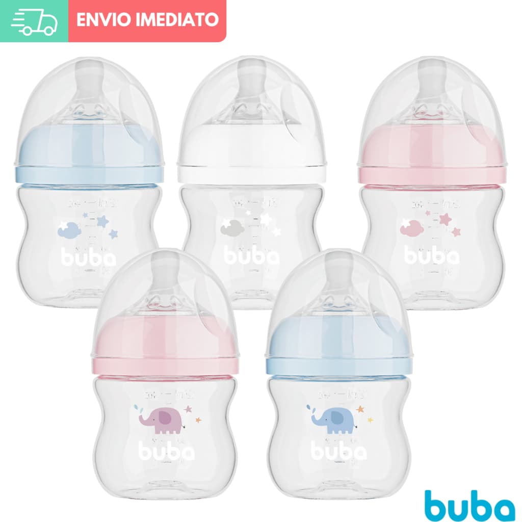 Mamadeira Anticólica Bebê 0 meses 120mL Buba Easy FLow Recém Nascido
