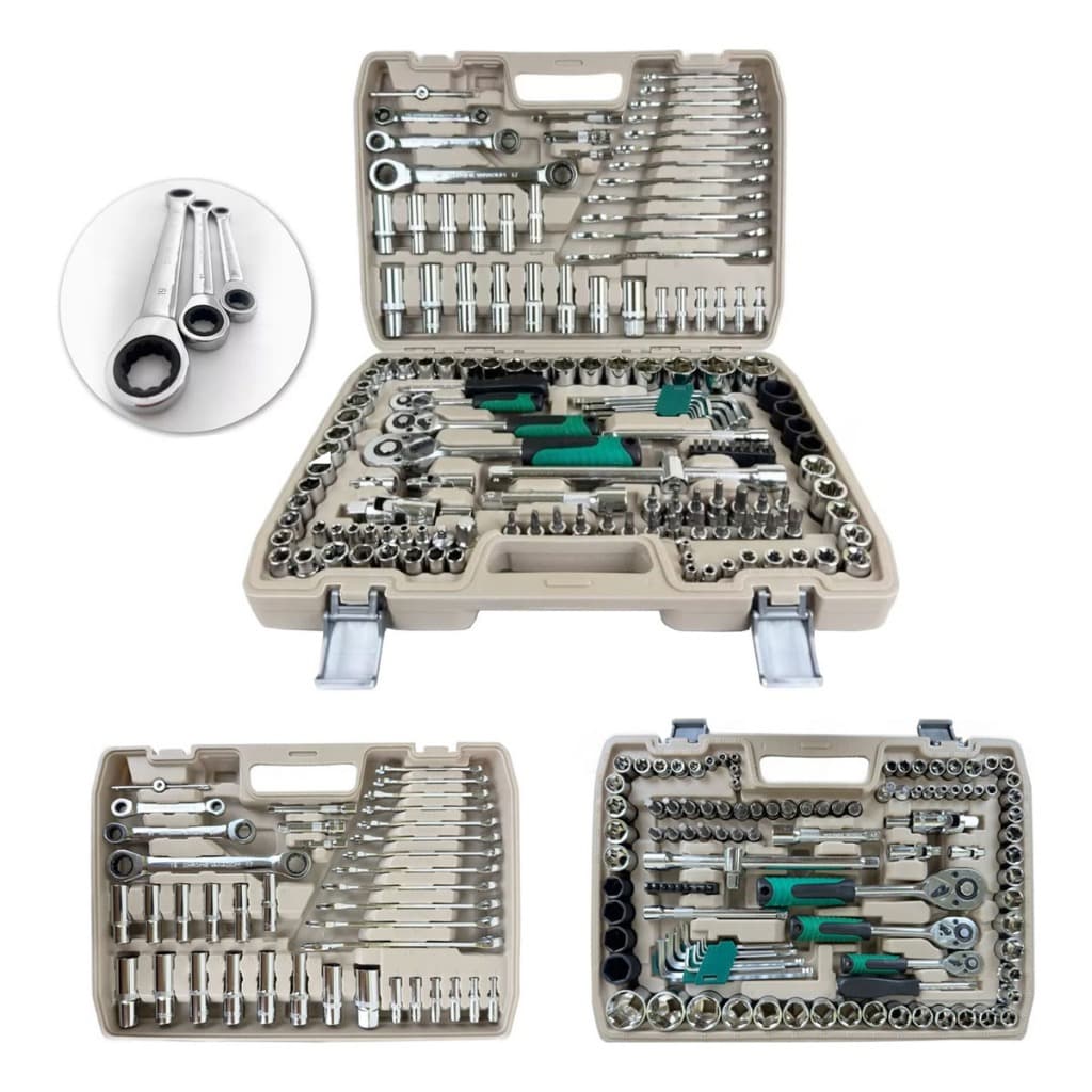 Jogo de Soquete 151 Peças Aço CRV Chave Catraca Combinada 1/2 3/8 1/4 Steel ENVIO IMEDIATO
