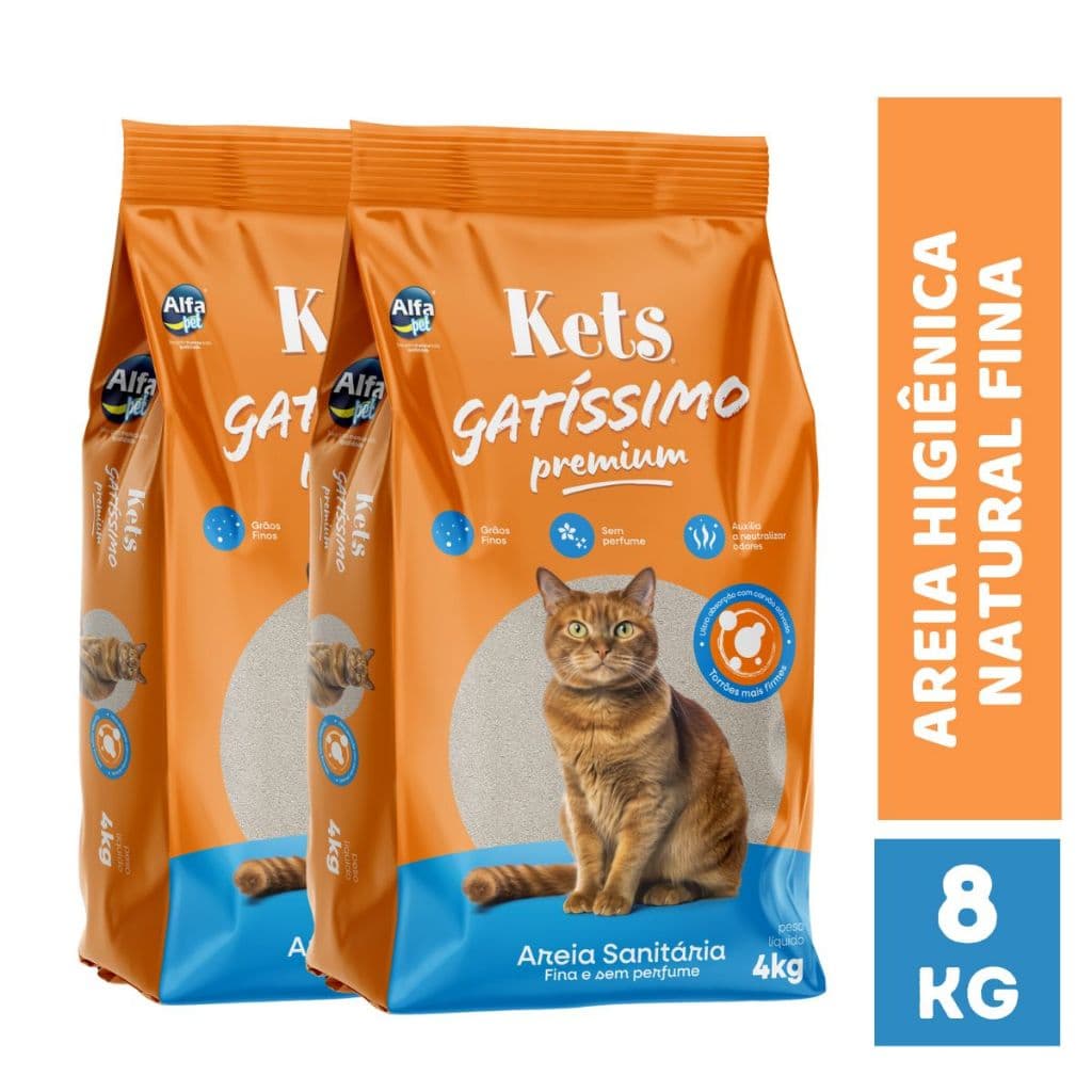 Areia Sanitária 8kg Biodegradável Forma Torroões Premium Kets Gatissimo  para Gatos