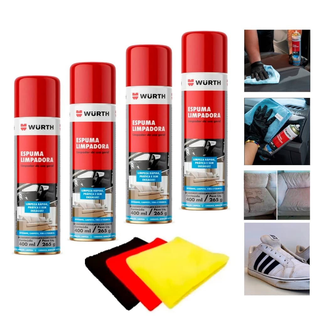 KIT ESPUMA LIMPA SOFA TENIS PAINEL ESTOFADO TETO CARRO NAO PRECISA DE ÁGUA ESPUMA MÁGICA + KIT 3 PANOS MICROFIBRA