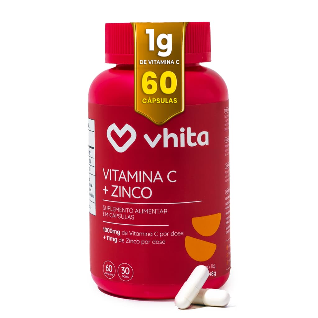 Vitamina C 1000mg e Zinco com Alta Concentração e Mais Imunidade 60 cáps Vhita