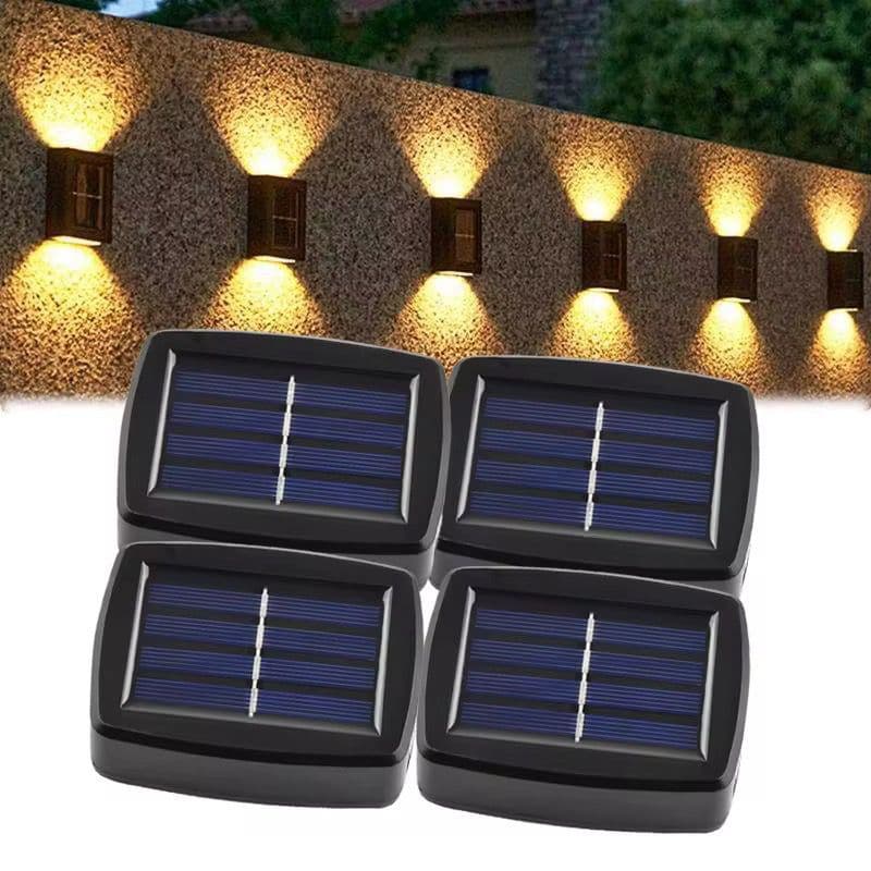 Kit 4 Luminária De Parede Led Arandela Solar com 2 Focos Externa À Prova D 'Água
