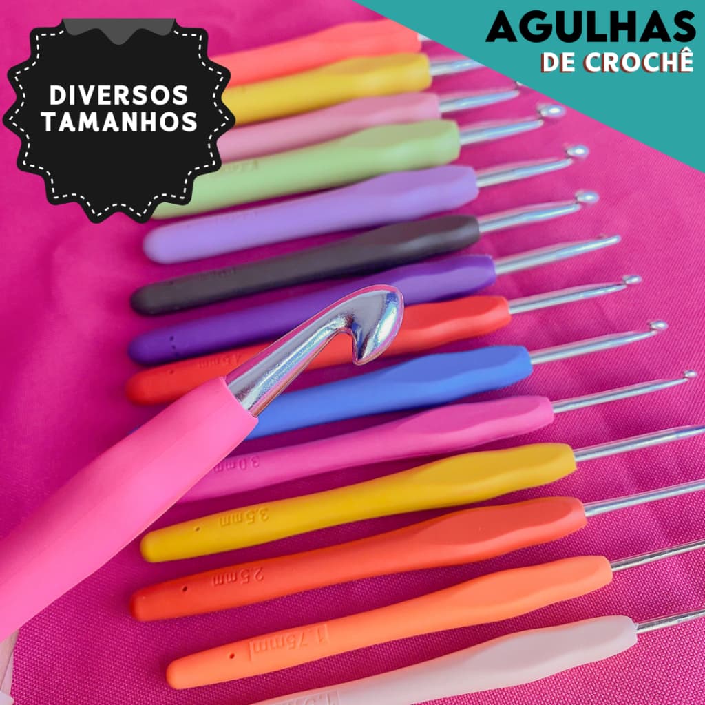 Agulha Barbante Soft Para Crochê - Com Cabos Emborrachados - Ideal para o Seu Crochê - CHAI