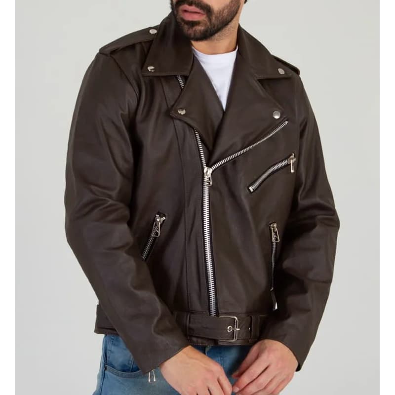 Jaqueta Masculina de Couro Legítimo Rock - Sem Botão Frontal