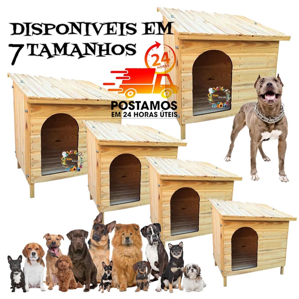 Casa Edicula Casinha de Madeira Pinus Para Cachorros Cães Pet Shitzu Bordier Collie Pittbull N1 N2 N3 N4 N5 N6 N7