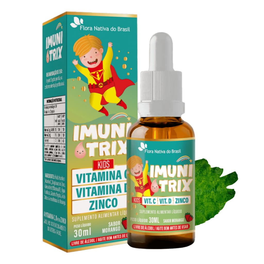 IMUNITRIX EM GOTAS VITAMINA C, VITAMINA D E ZINCO 30ML SABOR MORANGO