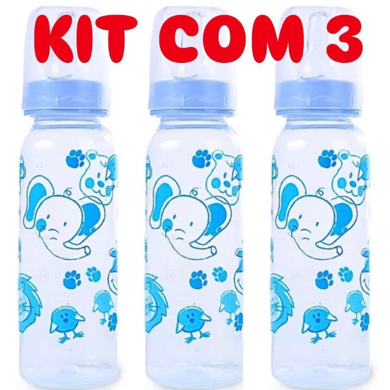 Kit com 3 Mamadeiras 240ml para Criança