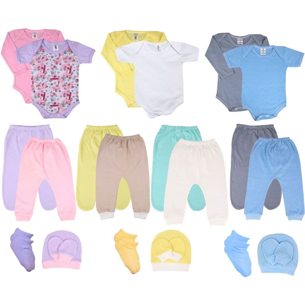 Kit 23 Peças Enxoval 100% Algodão Bebê Menino e Menina.