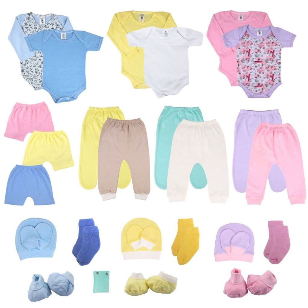 Kit 28 Peças Enxoval Bebê em Algodão Menina e Menino