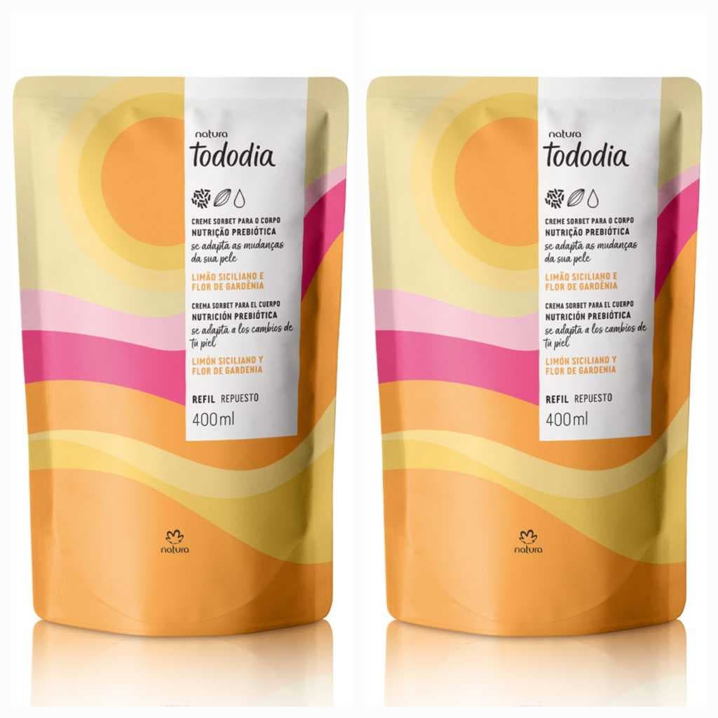 Kit com 2 unidades Refil Desodorante Corporal hidratante limão siciliano e Flor de gardenia