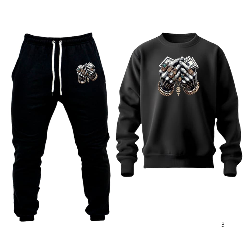 Conjunto moletom masculino sem capuz estampado + Calça moletom quentinha