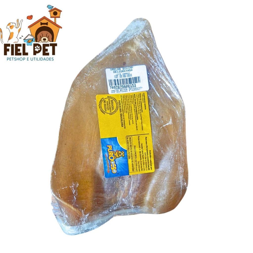 Mordedor Natural Orelha Bovina Pet Cães Osso Desidratado