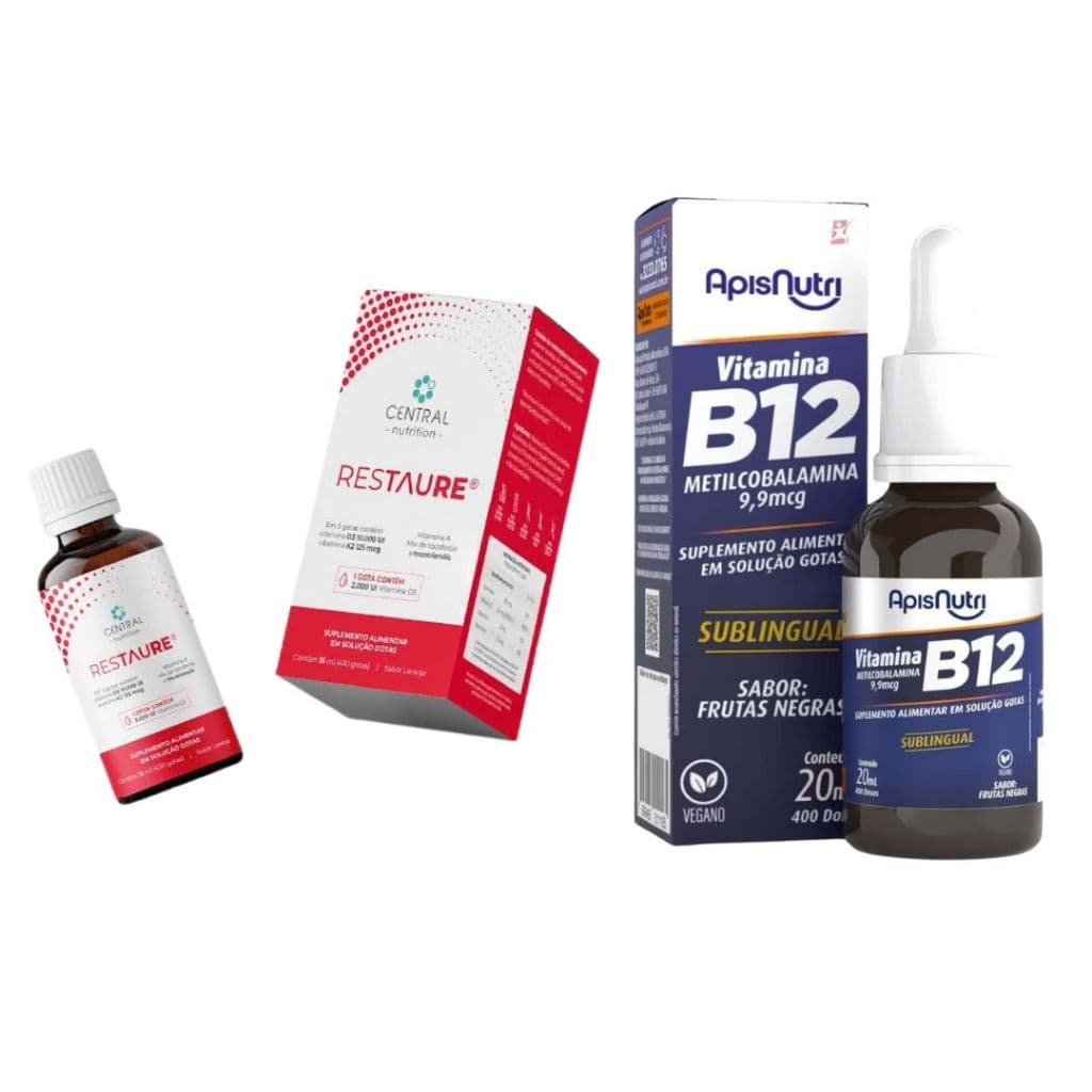 Restaure 15ml Central Nutrition + Vitamina B12 metilcobalamina vegana alto teor de vitamina b12 Gotas - Apisnutri