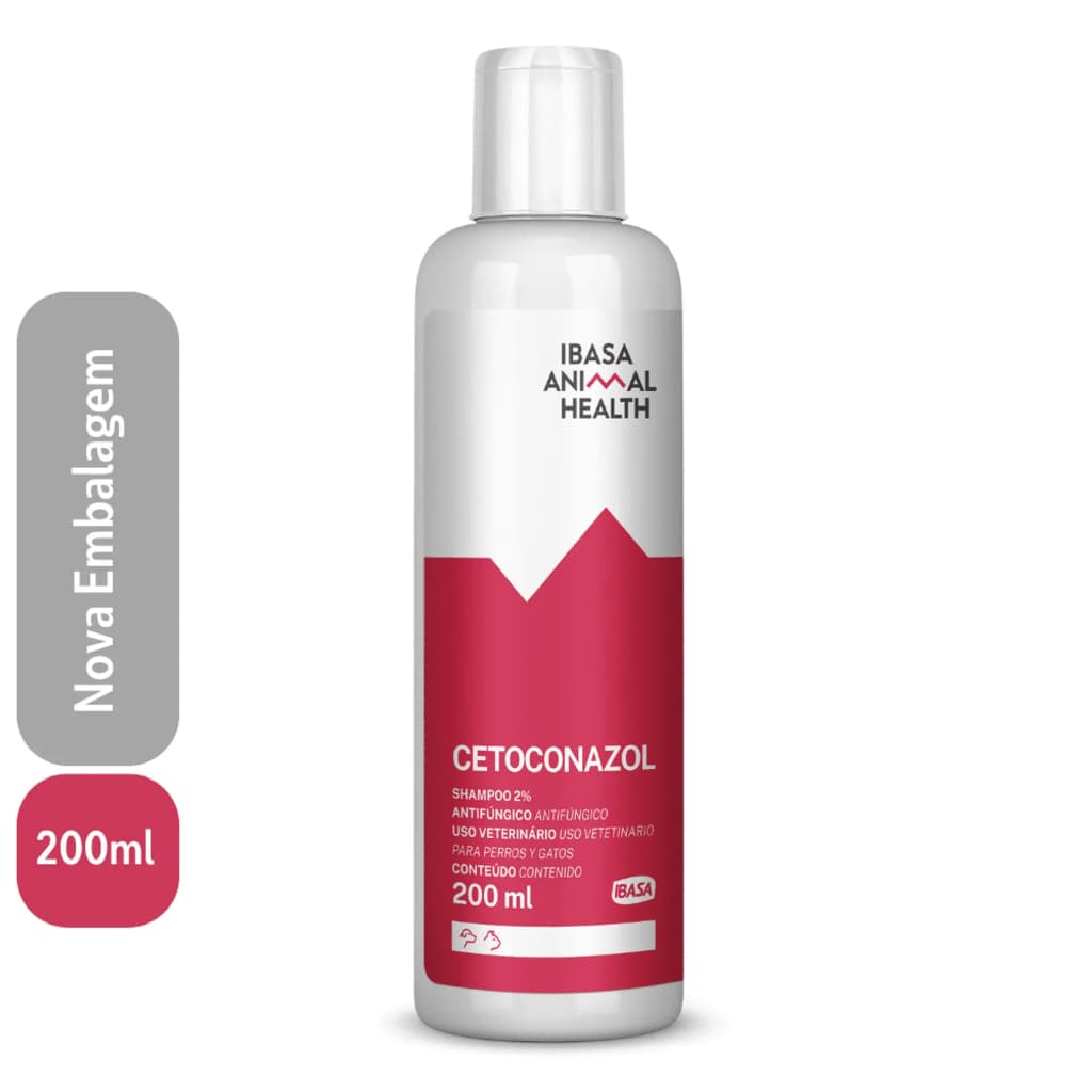 Shampoo Cetoconazol Antifúngico Ibasa 2% para Cães e Gatos - 200 mL