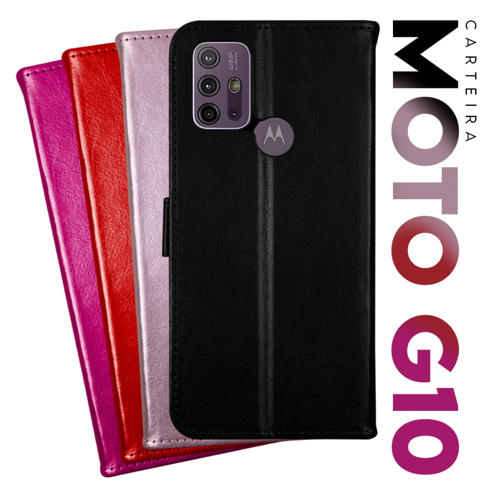 Capa Case Capinha Carteira Flip Cover Couro Sintético PRETA Motorola Moto G10 xt2127 Moto G20 xt2128 Moto G30 xt2129 6.5
