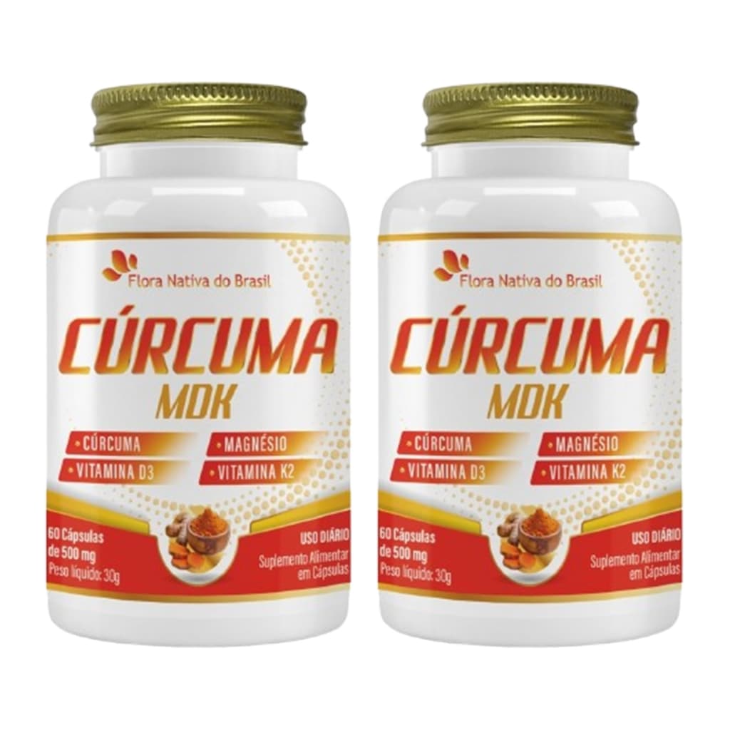 2 Cúrcuma Mdk+ Magnésio + Vitamina D3 + Vitamina K2 60 Cápsulas