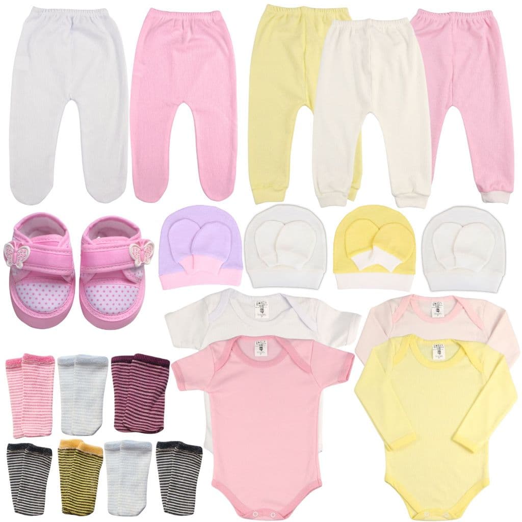 Kit 25 Peças Enxoval Com Sapatinho Bebê Menina e Menino Maternidade Em Algodão