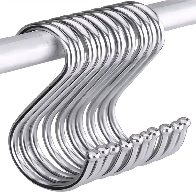 Kit 10 Ganchos Aço Inox Multiuso Tipo S Utensílios Suporte Cozinha Roupa Resistente e Organizador