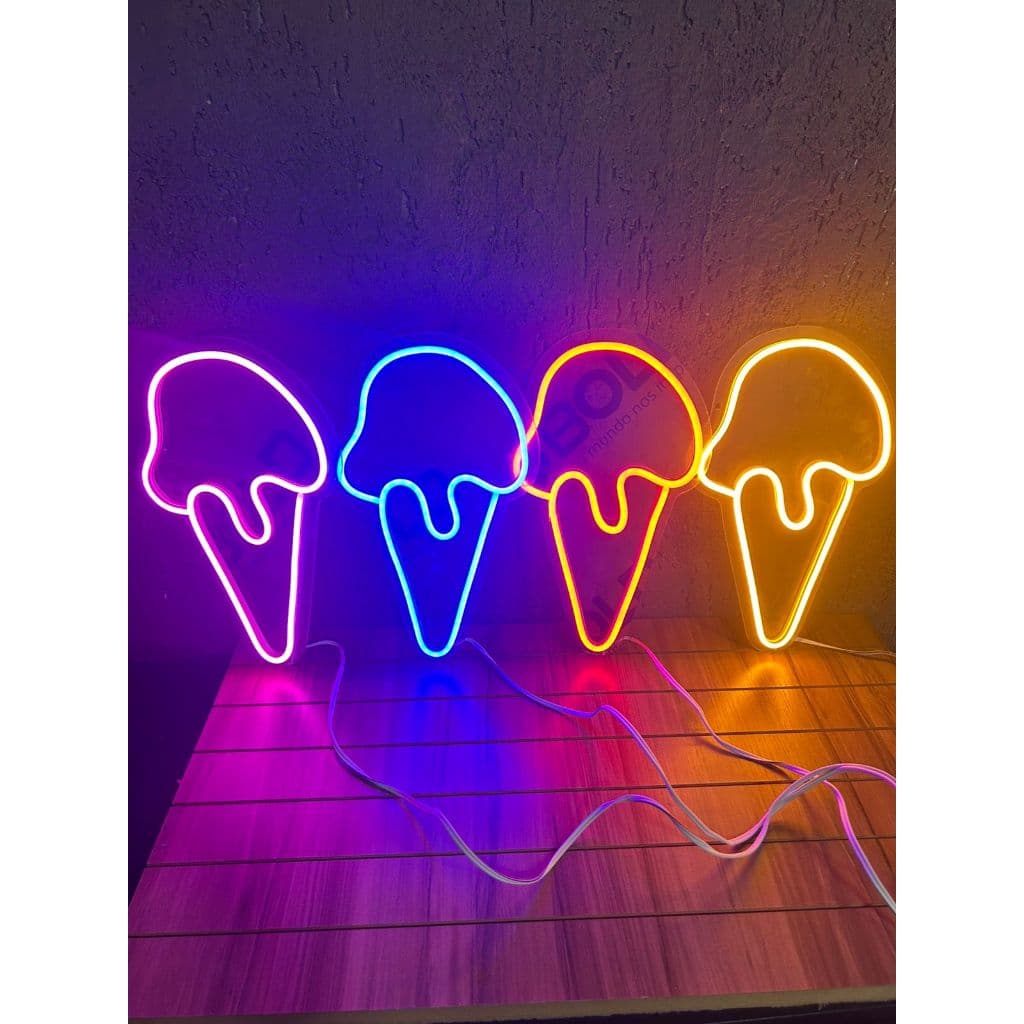 Luminária Sorvete Neon Led Decoração Luz 110-220v sorveteria