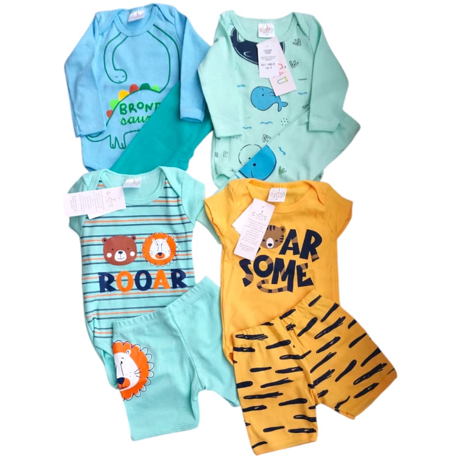 Kit Body Recém Nascido Body Bebê, Cobre Fralda , Mijão, Calça