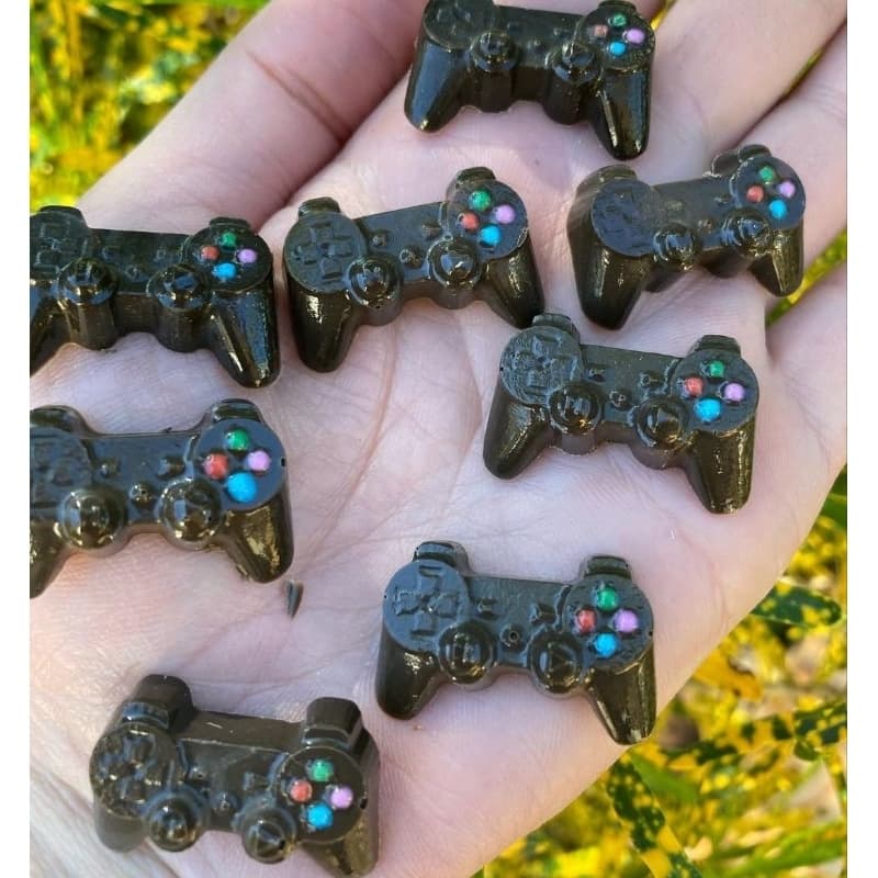 kit 25 apliques controle video game de chocolate para bombons cake donuts decorar doces