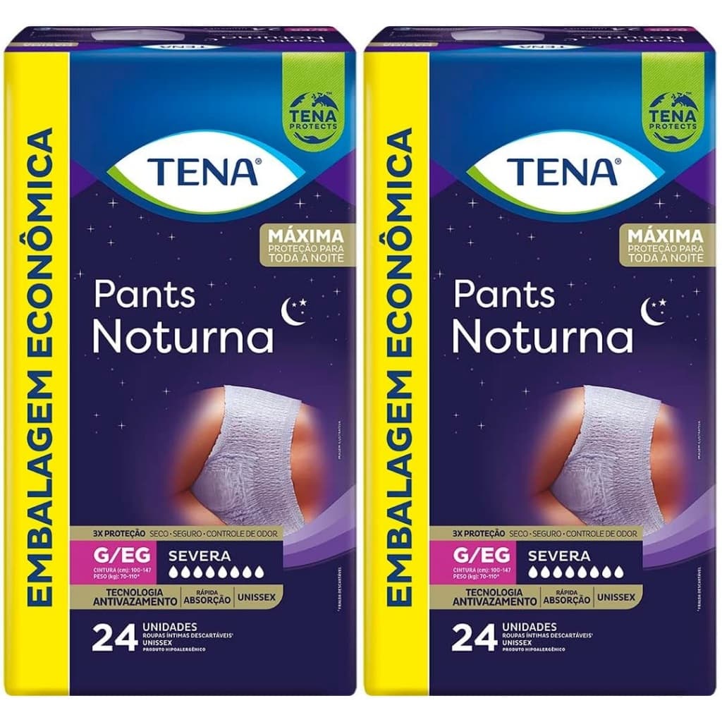 Kit 2ptes TENA PANTS Roupa Íntima NOTURNA G/EG 24un (Total 48un)