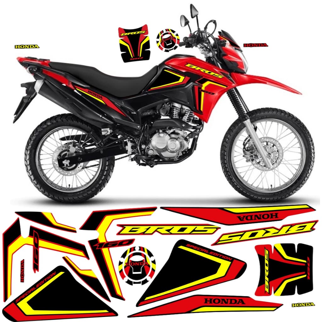 Adesivo Customizado Compatível  P Moto Bros 160 2022 A 2024 Moto Vermelha