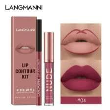 💄 Kit Batom Líquido + Lápis de Contorno Ultra Matte Fosco - Langmanni