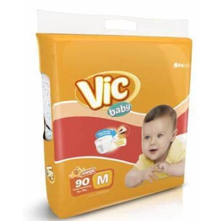 Fralda Descartavel Intantil Vic Baby Mega M90 G80 XG70 XXG56 Macia Alta Absorção Barreiras Protetora Sequinho